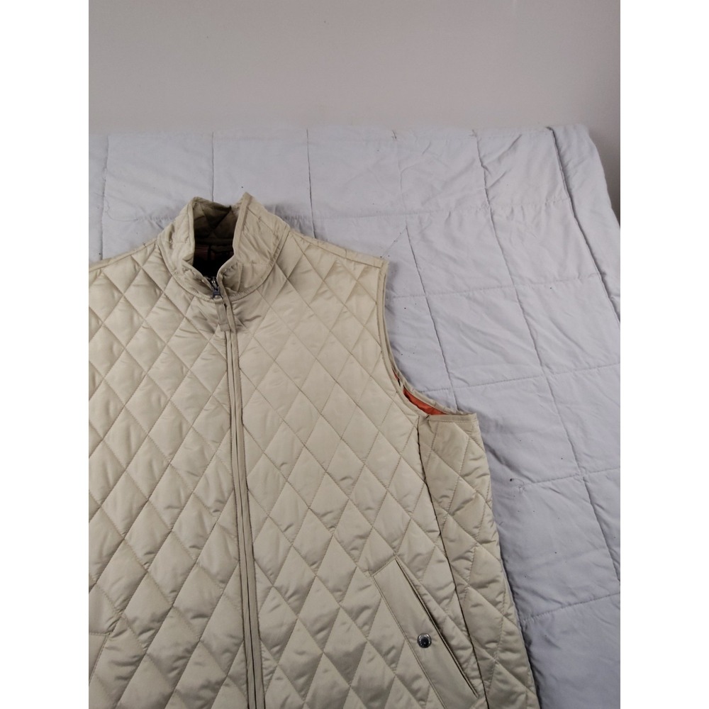 Lands End Women XL Tan Puffer Vest Lightweight Quilted Nylon Zip Gilet Jacket - Picture 5 of 12